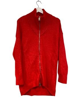 Express Red Full Zip Sweater Wool Blend Women’s Size Medium